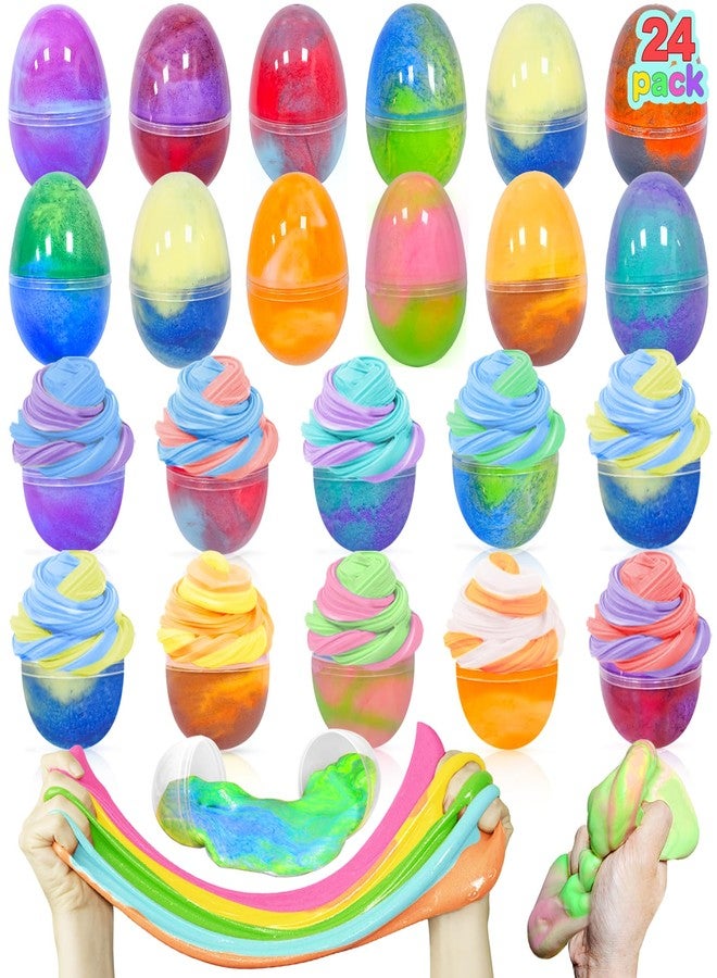 AMENON 24 Pack Easter Basket Filled with Butter Slime Kit Non-Sticky,Eggs Slime Stress Relief Squeeze Toys Surprise Egg for Kids Easter Hunt,Basket Stuffers for Classroom Prize and Party Favors - Image 1